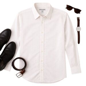 Pronto Uomo White Textured Woven Dress Shirt LS Button Front Mens XL RG Vibe EUC